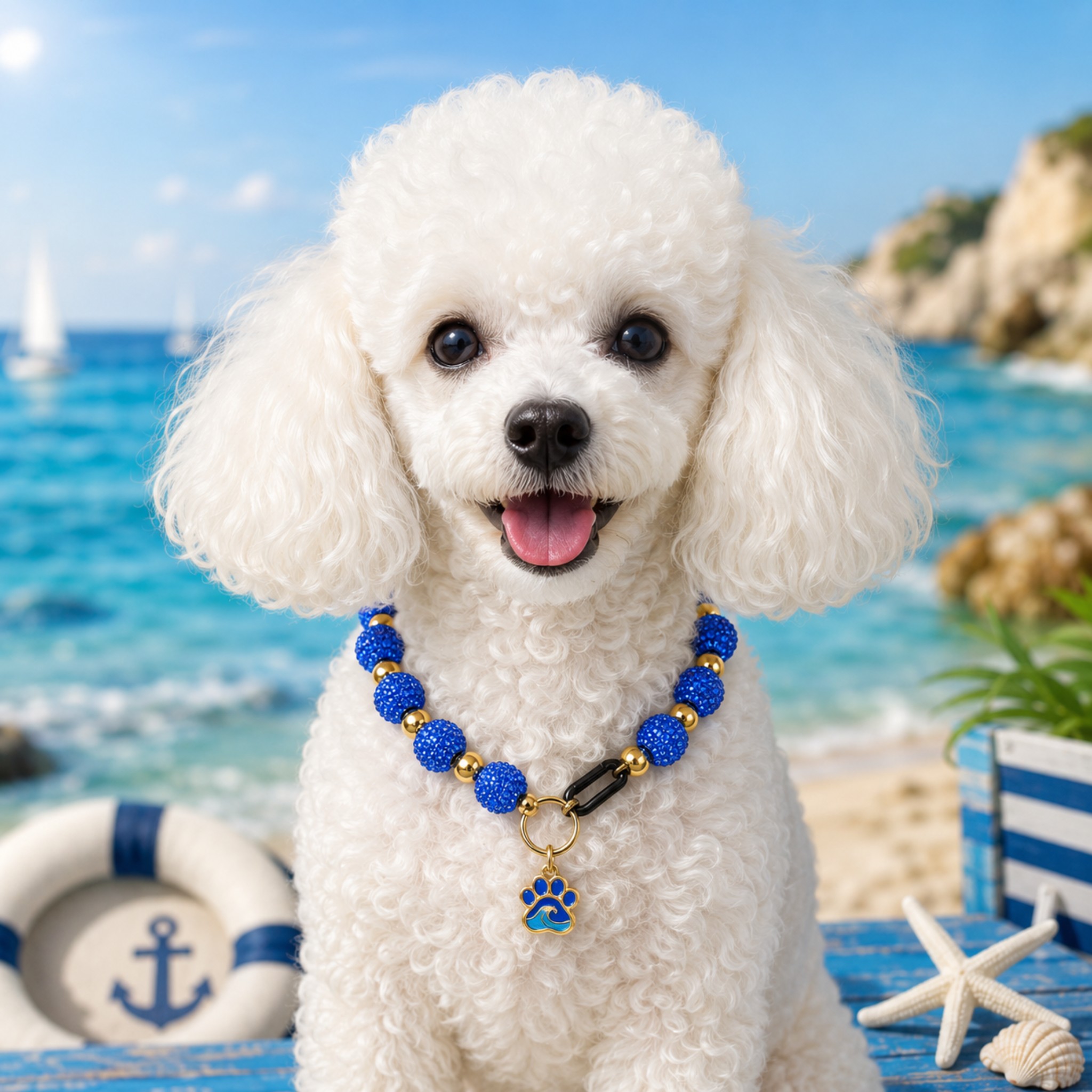 Collana per Cani "Sparkling Pearl" – Perle e Brillantini 8mm